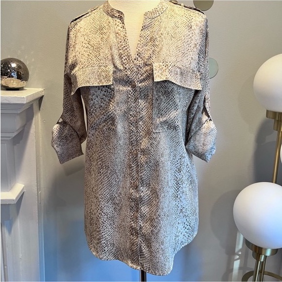 EUC Calvin Klein Snake Print Blouse - Picture 2 of 6